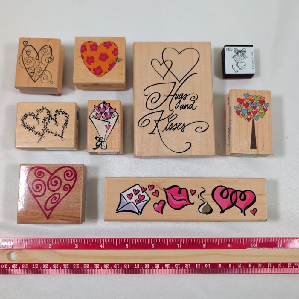 Lot #11 Valentine Love Heart Rubber Stamps Stampendous Hero Arts CPSX Cards